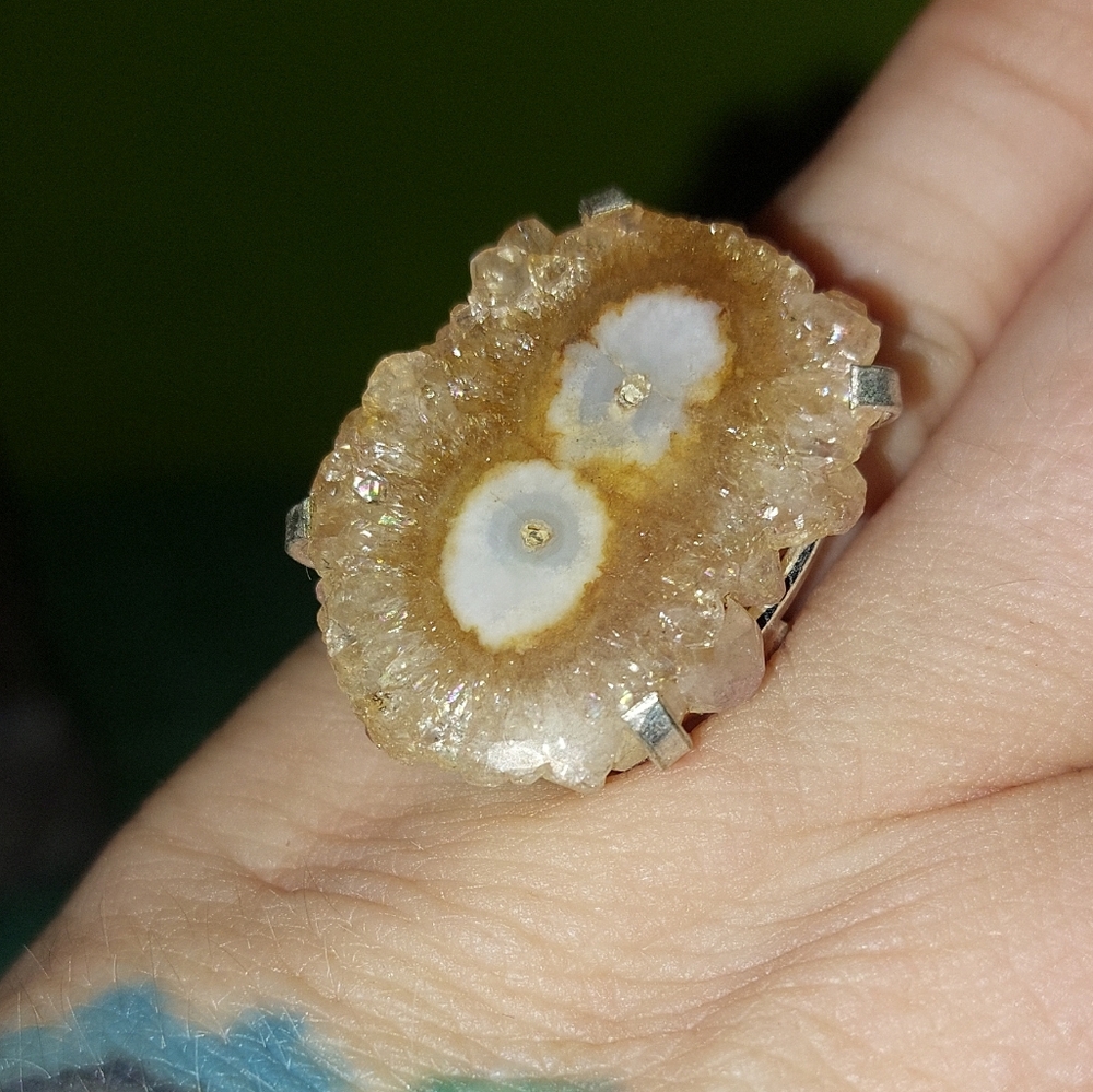 Solar Quartz Druzy Ring Size 6